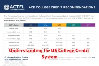 Understanding the US College Credit System